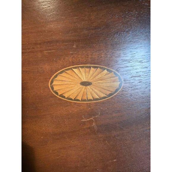 Handmade Vintage Marquetry Inlaid Wood Tea Tray with Brass Handles - Picture 10 of 10